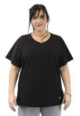 T-Shirt Femme Manches Plus modèle noir en face de