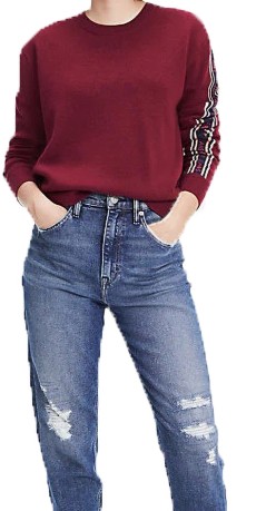 Maglione Donna  Solid Tape Detail Sweater Frontale Rosso 