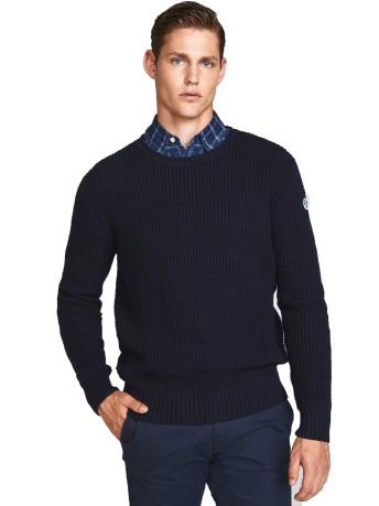 Pull Homme, Col Rond, 3 GG bleu