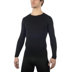 Chemise à Manches Longues sous-Vêtements des Hommes de Ski Active Skintech modèle noir en face de