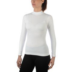 Trikot langarm Unterwäsche Damen Ski Active Skintech mockneck-kragen-weiß-model vor