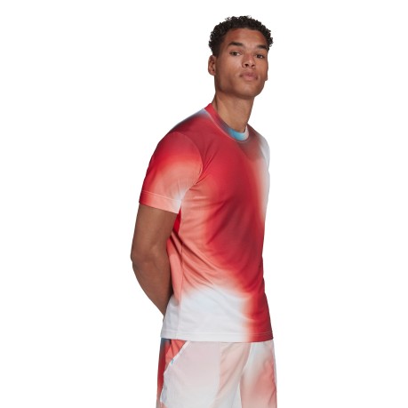 T-Shirt Tennis Uomo Melbourne rosso-fantasia fronte