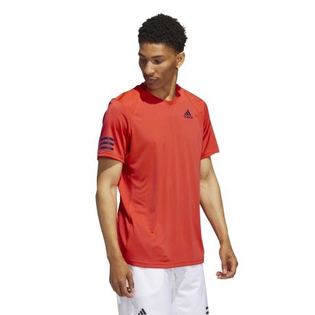 T-Shirt Uomo Club 3 Stripes mezza figura fronte rosso