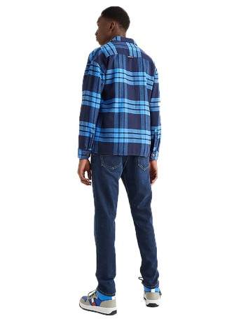 Camicia Uomo Quadri Full-Zip fronte blu-azzurro