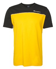 T-Shirt Uomo Piping Block Tee fronte nero-giallo