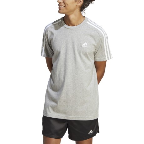 T-shirt Uomo Essentials Single Jersey 3-Stripes grigio fronte