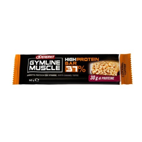 Barra de proteína de sabor caramelo toffee Enervit Gymline Músculo High Protein Bar de 37%