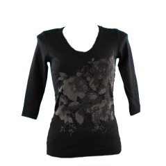 T-Shirt Femme Manches 3/4 noir