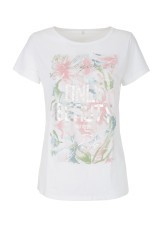 T-Shirt Damen Rose Print weiß