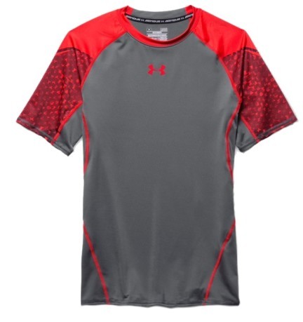 T-shirt Uomo Heat Gear Scope Compression SS grigio rosso