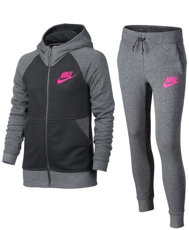 Tuta bambina Sportswear Track's grigio-rosa