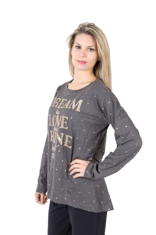 T-Shirt Donna Easy Fit Con Scritta grigio