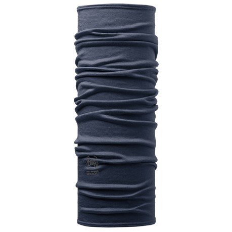 Neckwarmer Buff de Lana Merino-Sólido azul del Dril de algodón