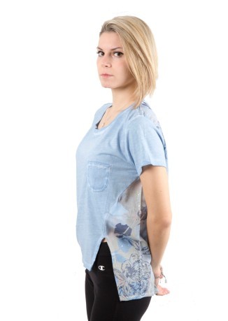T-Shirt Donna Viscosa Stampa Rete azzurro fantasia 