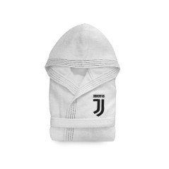 Bademantel Frottee Juventus Junior schwarz-weiß-gebogen