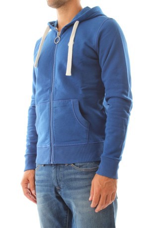 Sweatshirt-man Kapuzen Full-Zip W-Logo-blau - variante 1 offen