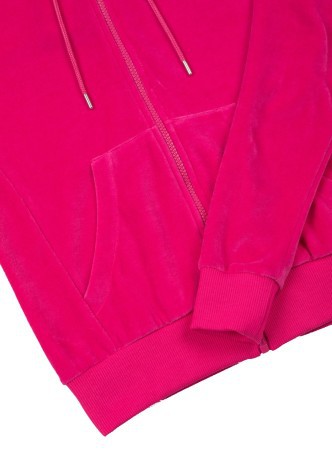 Sweatshirt Woman In Chenille With Hood pink