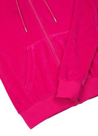 Kapuzenjacke Damen aus Chenille Mit Kapuze rosa