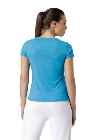 Damen T-Shirt Train Logo Series blau
