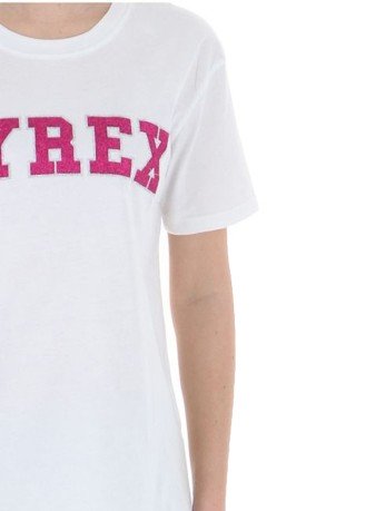 T-Shirt de la Mujer-Brillo-blanco-rosa