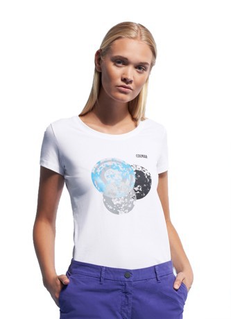 Damen T-Shirt mit geometrischem muster-weiß