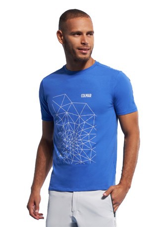 T-Shirt Trekking Uomo Stampa Geometrica blu-variante1