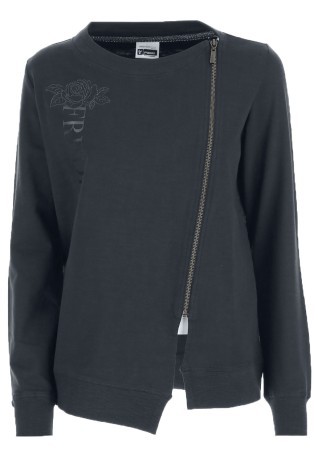 Sweat-shirt Femme Zip Oblique noir