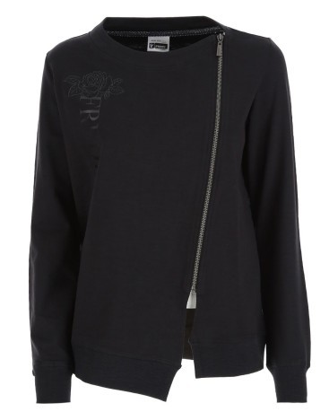 Sweatshirt Woman Zip Oblique black