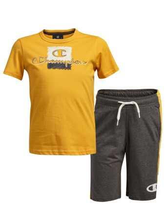 Komplettes Baby T-Shirt und Bermuda grau gelb