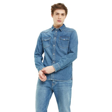 Camicia Jeans Manica Lunga Uomo Western
