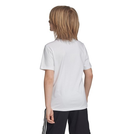 Camiseta De Junior Lineal Essentials Logo De La Parte Delantera Blanca