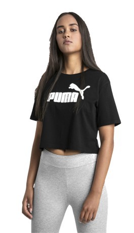 T-Shirt de las Mujeres Recortada Esencial+ negro