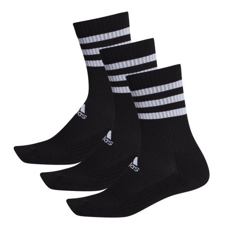 Socks Unisex 3 Stripes Cushioned Front Black