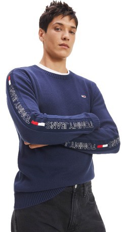 Pullover-Mann-Tape Sweater Vorderseite Blau
