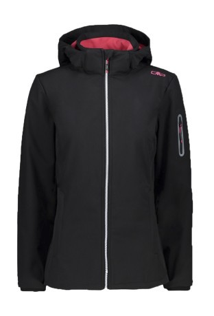 Jacket ladies Softshell black rose on the front