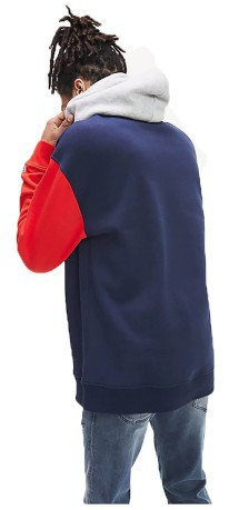 Herren Sweatshirt Color Block Classic Habe Ich Front-Blau-Rot