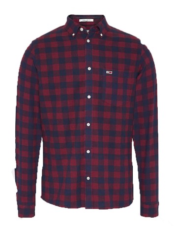 Camicia Uomo Sustainable Gingham Shirt Frontale Fantasia-Rosso