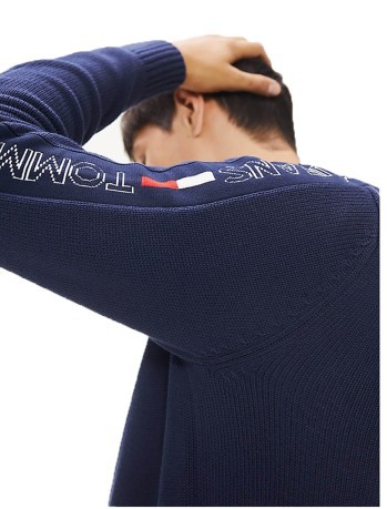 Sweater Man Tape Sweater Blue Front