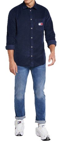 Camicia Uomo Cord Shirt Velour Frontale Blu