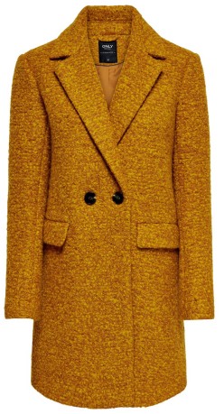 Woman Coat OnlAlli Bouclé Front Yellow