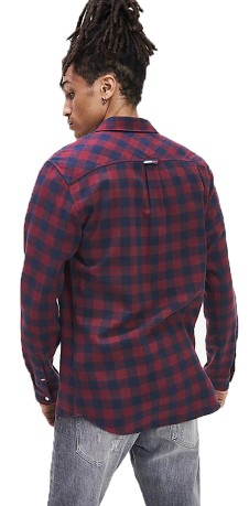 El Hombre De La Camisa Sostenible Gingham Shirt Frontal Estampado-Rojo