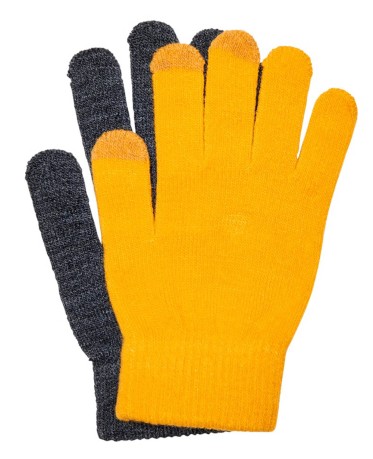 Gloves Women OnlAline Knit Front Gray-Yellow
