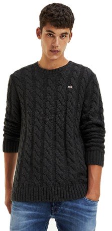 Maglione Uomo Essential Cable Sweater Frontale Grigio-Variante 1 