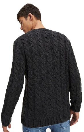 Suéter De Hombre Esencial Cable Suéter Frente Gris-Variante 1