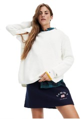 Maglione Donna Side Slit Crew Sweater Frontale Blu