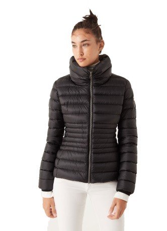 Quilted jacket ladies Shiny High Neck black