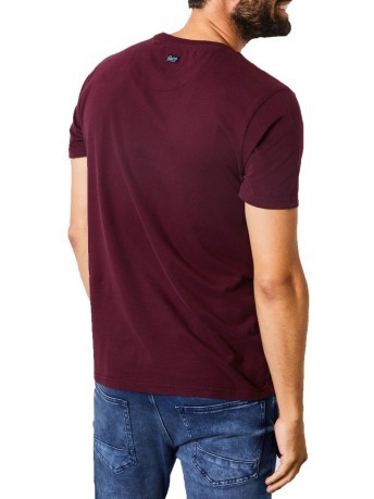 Hommes T-Shirt avec Impression-rouge-bleu usé
