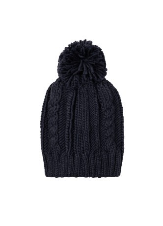 Woman hat with giant Pompom blue