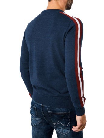 Maglione Uomo Striped Detailed blu rosso davanti