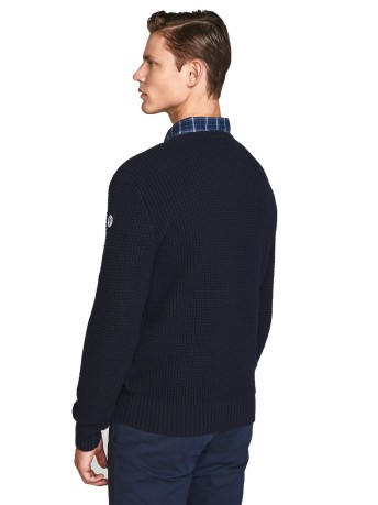 Pull Homme, Col Rond, 3 GG bleu